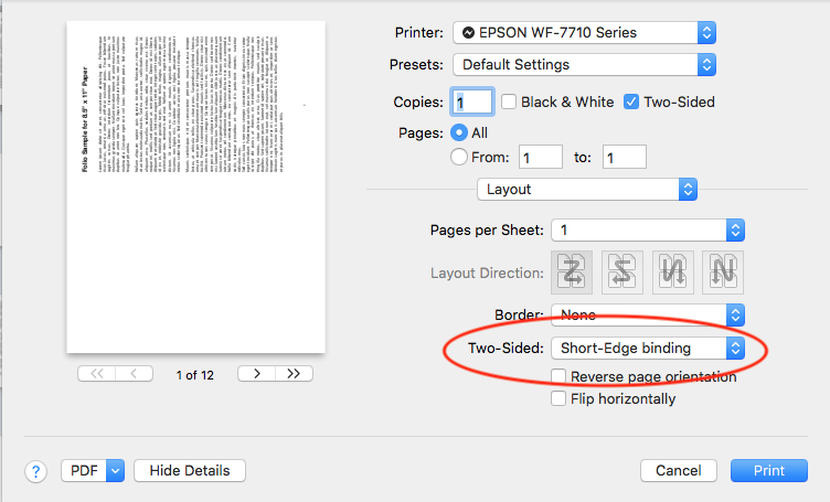 Print Settings Dialog - Edge setting.
